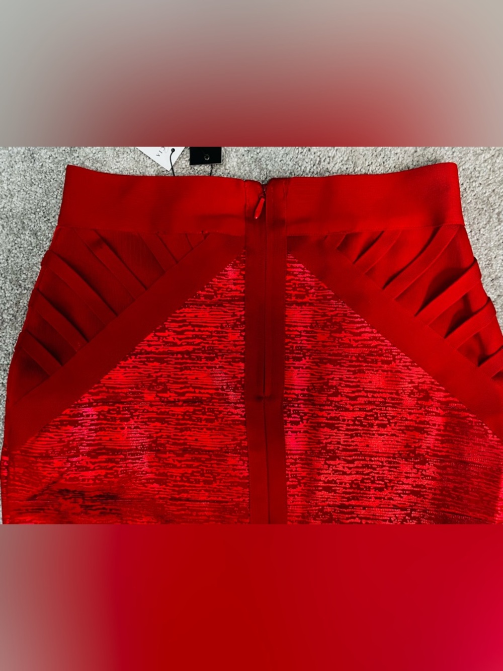 GRACIA Red Shimmer Bandage Pencil Skirt Sz L NWT Elegant Classic Textured #A - Picture 11 of 12